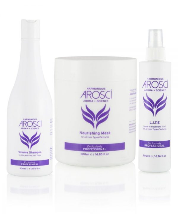 Arosci Volume Shampoo, Nourishing Mask & L.I.T.E Set